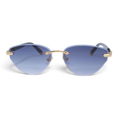 U&EYE The Ilyra rimless geometric sunglasses in Gold / Lavender-Blue Gradient — front view