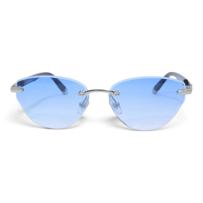 U&EYE The Ilyra rimless geometric sunglasses in Silver / Sky Blue — front view