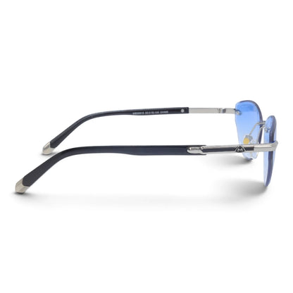 U&EYE The Ilyra rimless geometric sunglasses in Silver / Sky Blue — side view