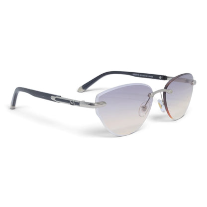 U&EYE The Ilyra rimless geometric sunglasses in Silver / Smoke-Champagne Gradient — angled view