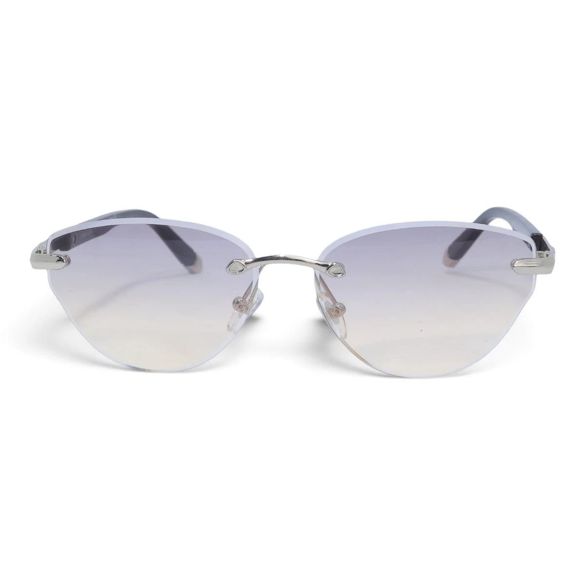 U&EYE The Ilyra rimless geometric sunglasses in Silver / Smoke-Champagne Gradient — front view