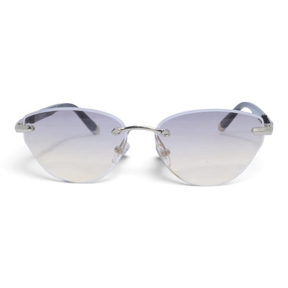 U&EYE The Ilyra rimless geometric sunglasses in Silver / Smoke-Champagne Gradient — front view