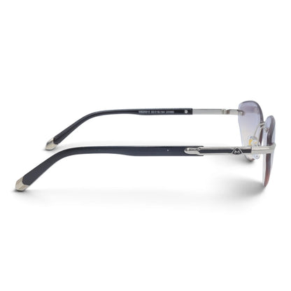 U&EYE The Ilyra rimless geometric sunglasses in Silver / Smoke-Champagne Gradient — side view