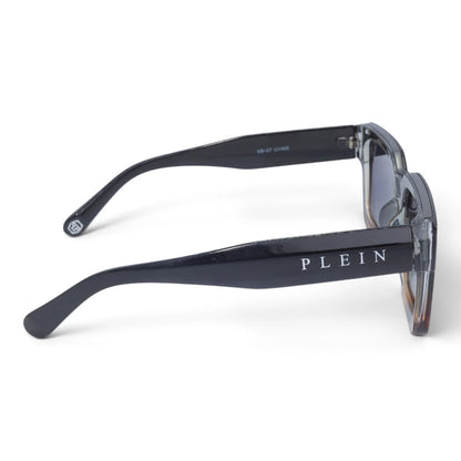 U&EYE The Kael chunky rectangle polarized sunglasses in Black-Amber Ombré / Violet-Gray Gradient — side view