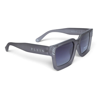 U&EYE The Kael chunky rectangle polarized sunglasses in Smoke Gray / Blue-Gray Gradient — angled view