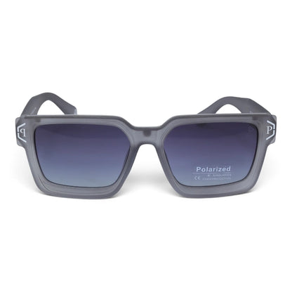 U&EYE The Kael chunky rectangle polarized sunglasses in Smoke Gray / Blue-Gray Gradient — front view