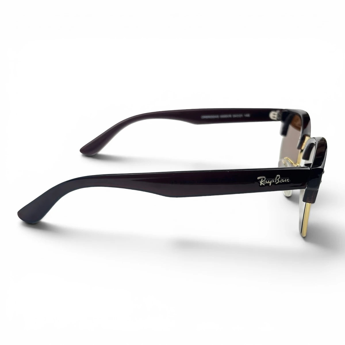 The Kellan Browline Square sunglasses in Black with Brown lenses, side profile view