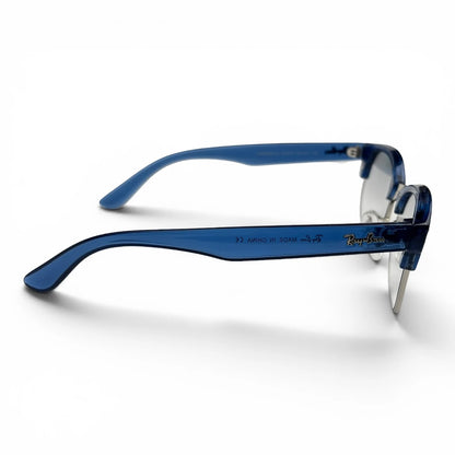 The Kellan Browline Square sunglasses in Blue with Gray Gradient lenses, side profile view
