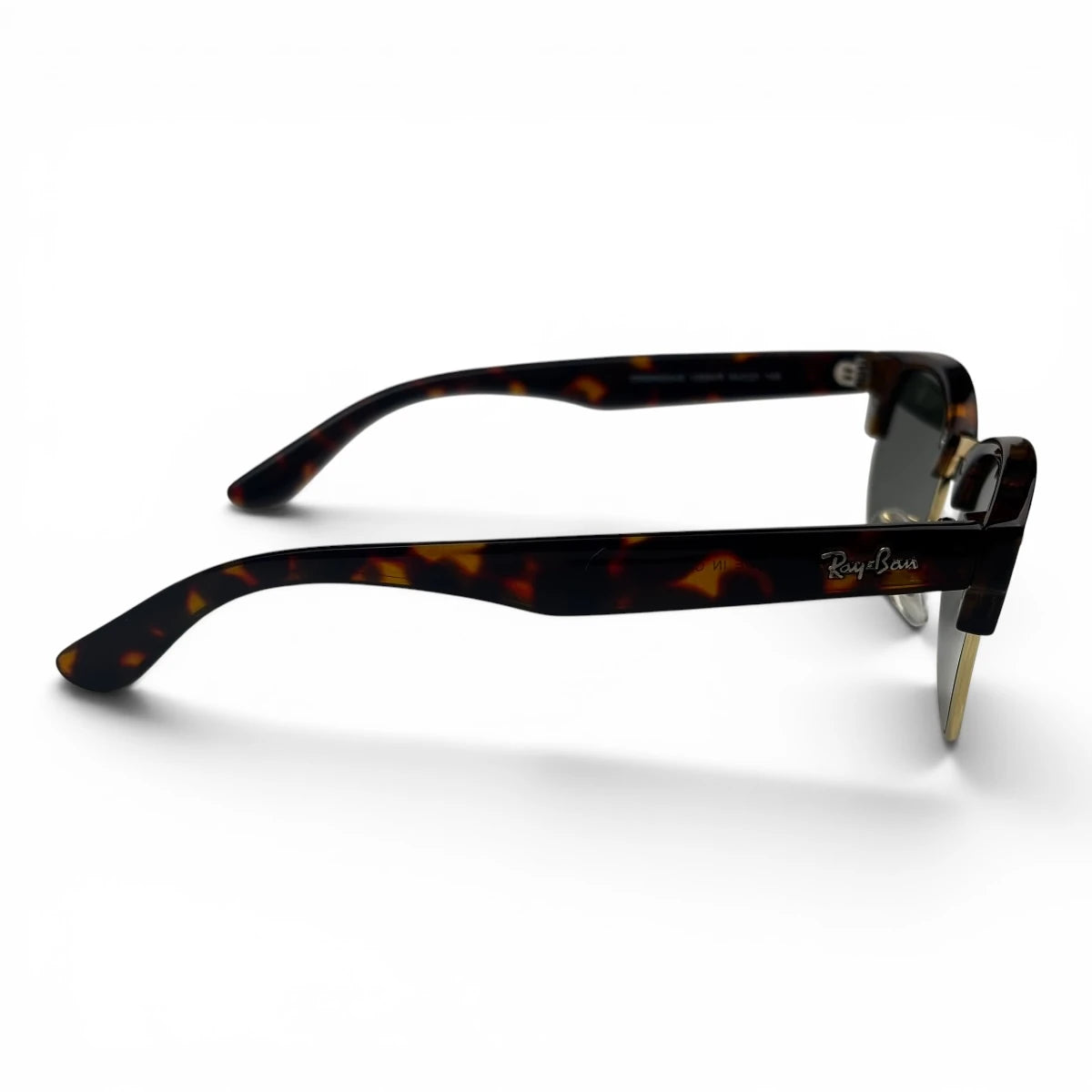 The Kellan Browline Square sunglasses in Tortoise with Green lenses, side profile view