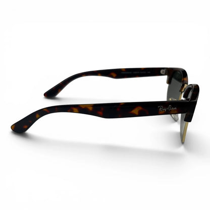 The Kellan Browline Square sunglasses in Tortoise with Green lenses, side profile view