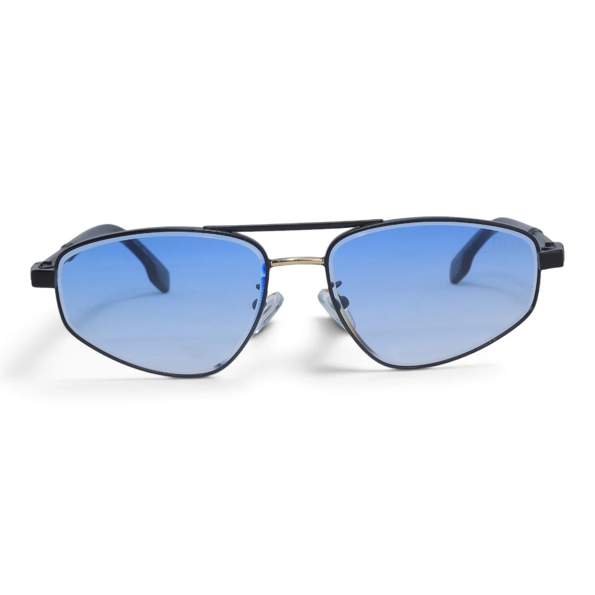 U&EYE The Leonie geometric aviator sunglasses in Black / Blue — front view