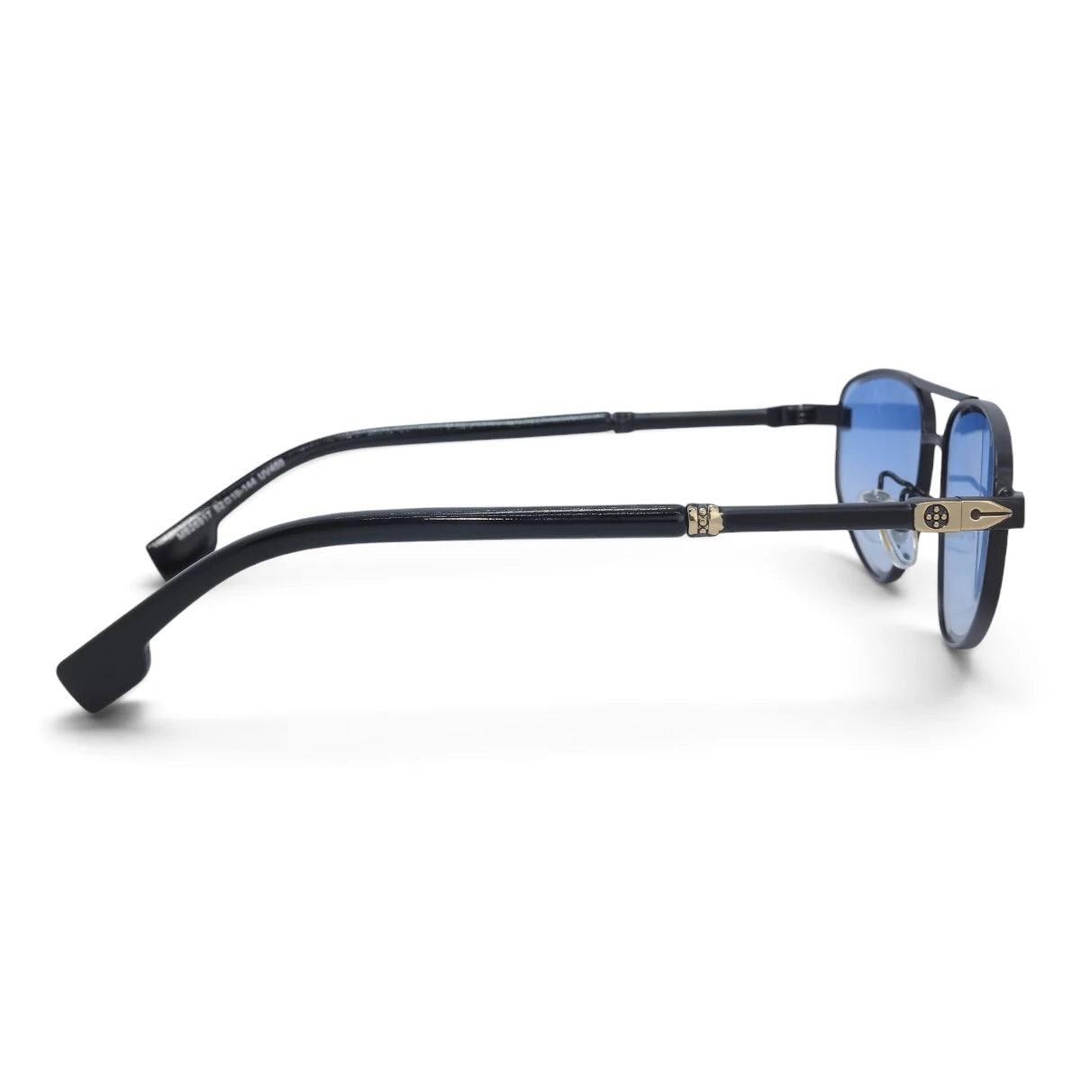 U&EYE The Leonie geometric aviator sunglasses in Black / Blue — side view