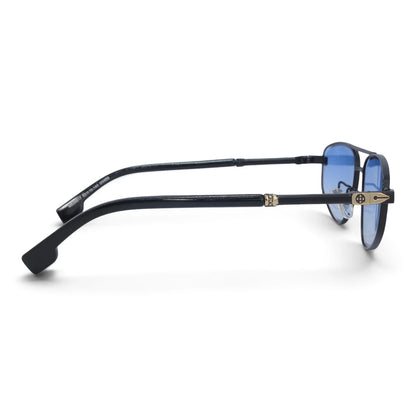 U&EYE The Leonie geometric aviator sunglasses in Black / Blue — side view