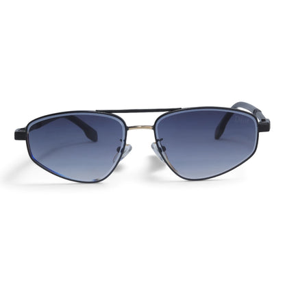 U&EYE The Leonie geometric aviator sunglasses in Black-Gold / Violet-Blue Gradient — front view
