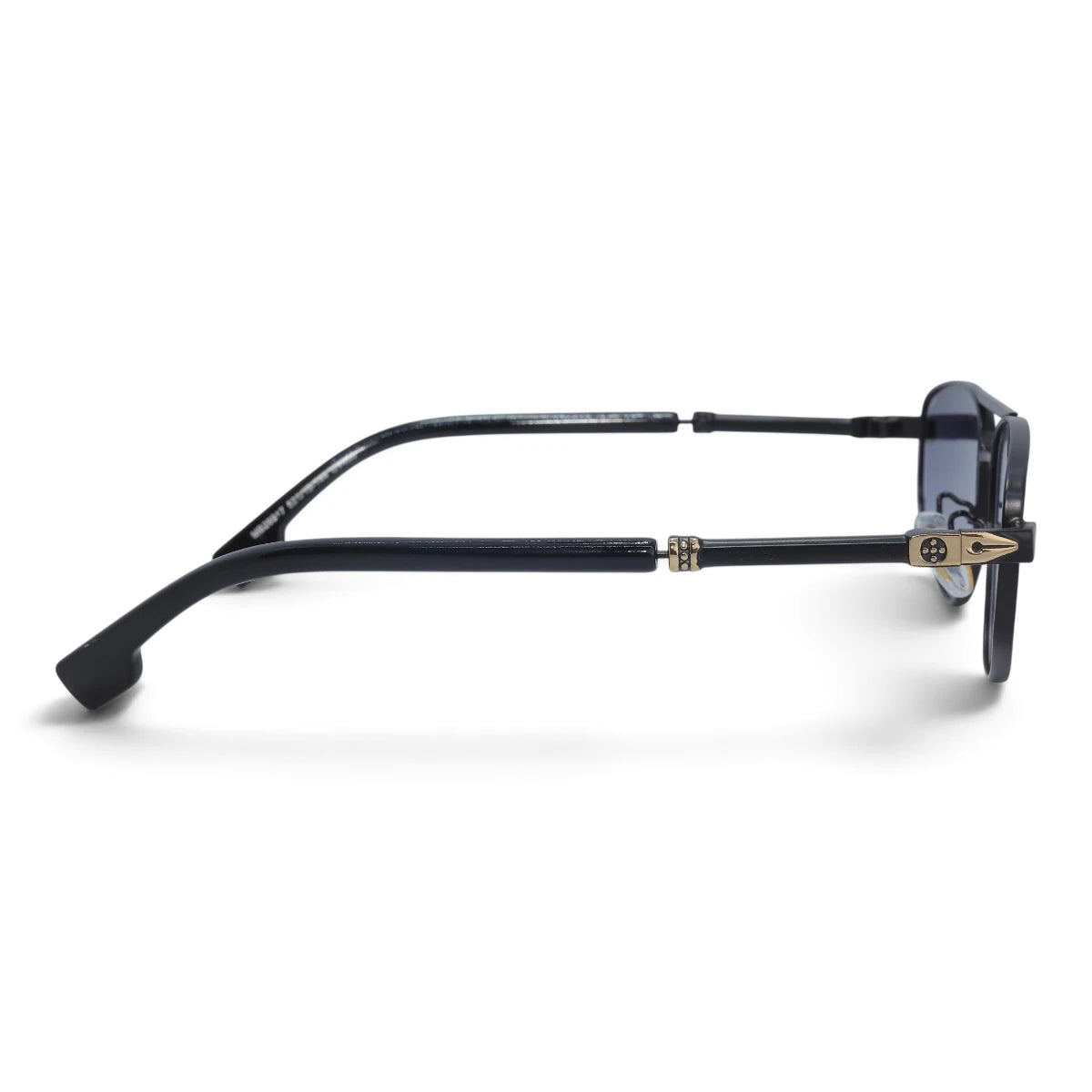U&EYE The Leonie geometric aviator sunglasses in Black-Gold / Violet-Blue Gradient — side view