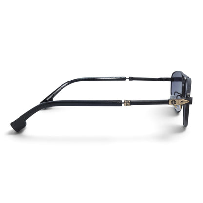 U&EYE The Leonie geometric aviator sunglasses in Black-Gold / Violet-Blue Gradient — side view