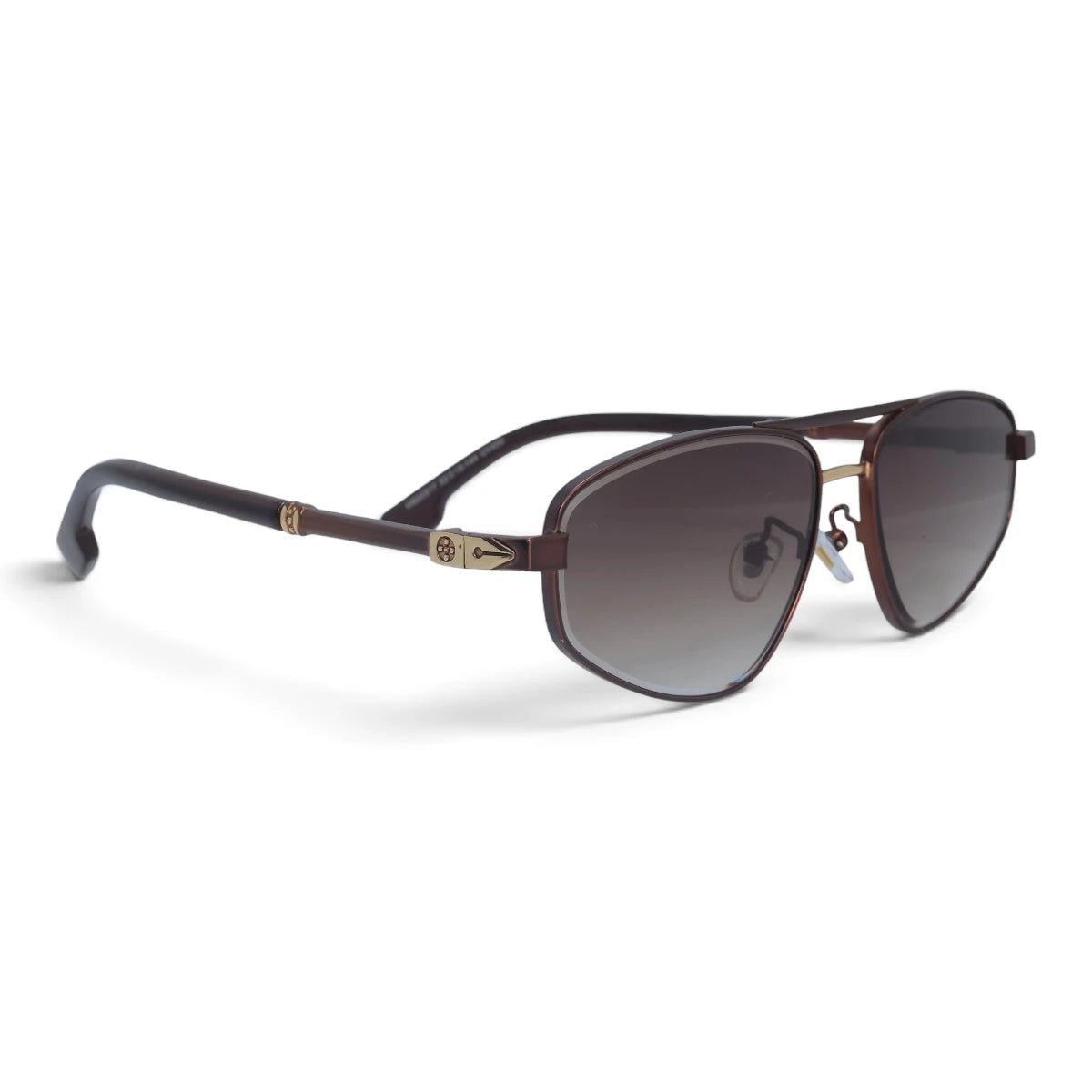 U&EYE The Leonie geometric aviator sunglasses in Burgundy / Brown Gradient — angled view