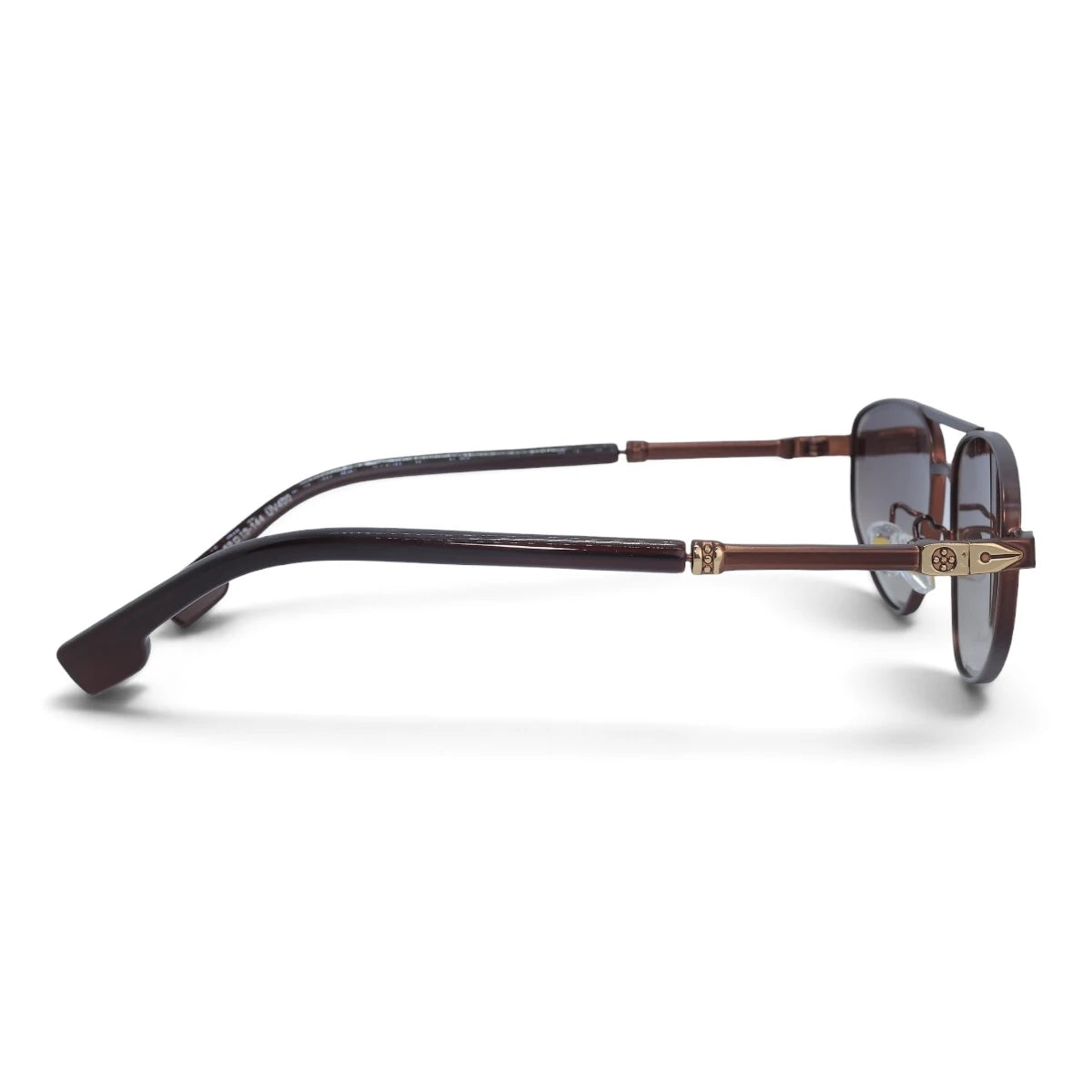 U&EYE The Leonie geometric aviator sunglasses in Burgundy / Brown Gradient — side view