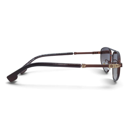U&EYE The Leonie geometric aviator sunglasses in Burgundy / Brown Gradient — side view