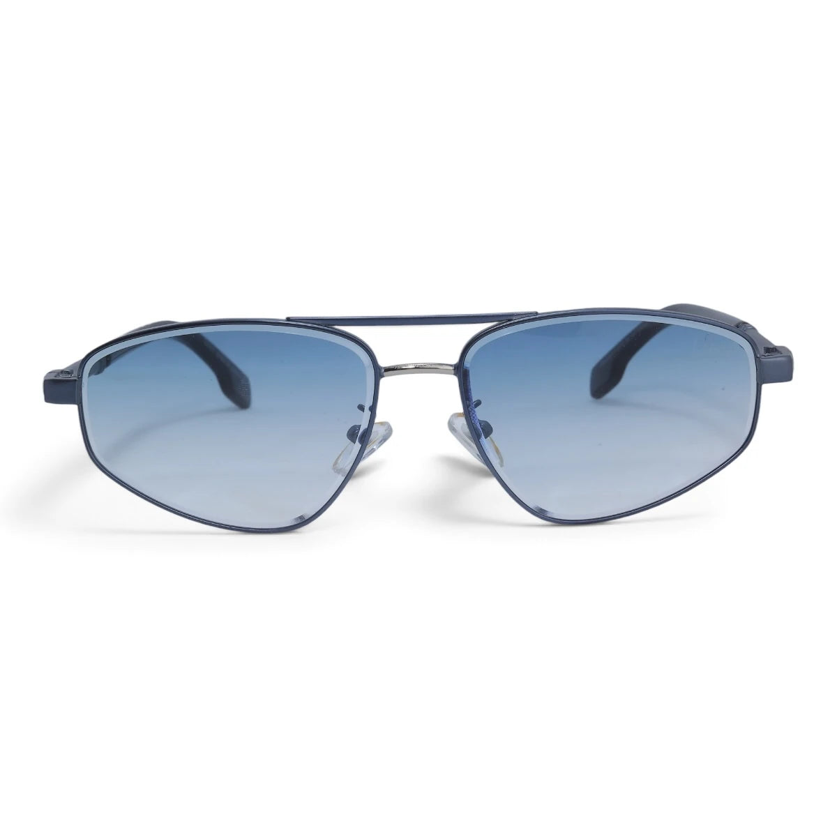 U&EYE The Leonie geometric aviator sunglasses in Gunmetal / Light Blue Gradient — front view