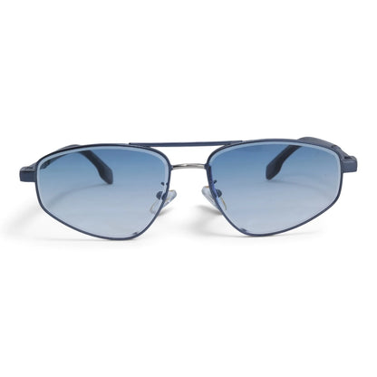 U&EYE The Leonie geometric aviator sunglasses in Gunmetal / Light Blue Gradient — front view