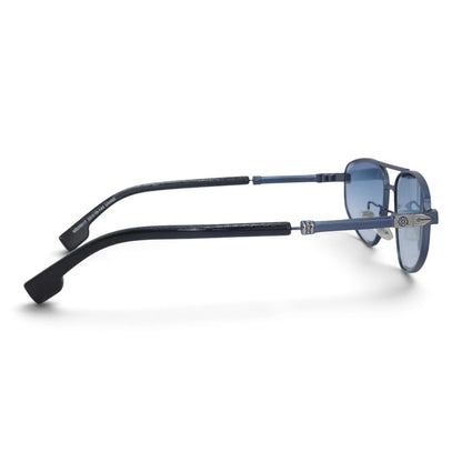 U&EYE The Leonie geometric aviator sunglasses in Gunmetal / Light Blue Gradient — side view