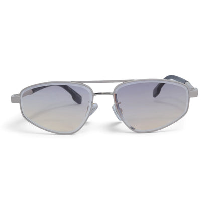 U&EYE The Leonie geometric aviator sunglasses in Silver / Lilac-Champagne Gradient — front view