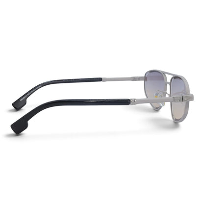 U&EYE The Leonie geometric aviator sunglasses in Silver / Lilac-Champagne Gradient — side view