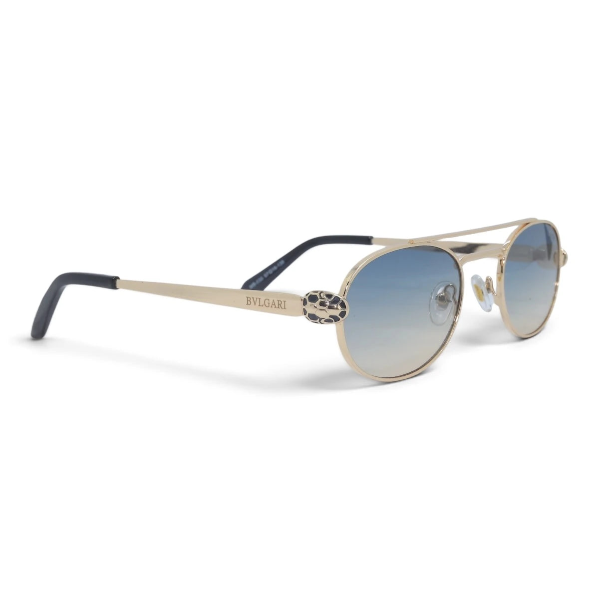 U&EYE The Lysandre small oval sunglasses in Gold / Blue-Gold Gradient — angled view