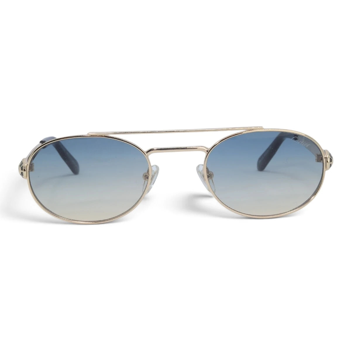 U&EYE The Lysandre small oval sunglasses in Gold / Blue-Gold Gradient — front view