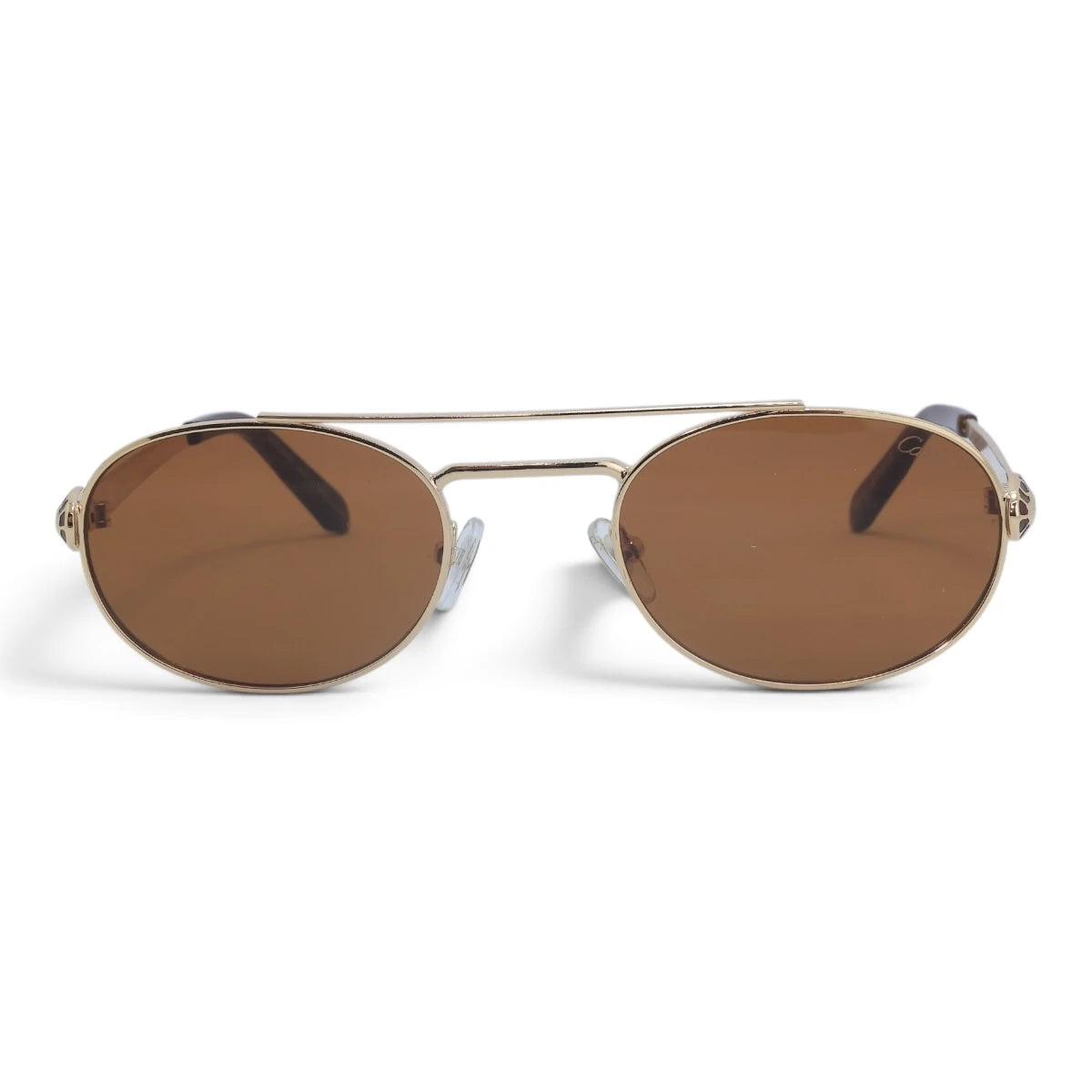 U&EYE The Lysandre small oval sunglasses in Gold / Brown — front view