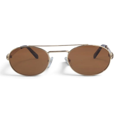 U&EYE The Lysandre small oval sunglasses in Gold / Brown — front view