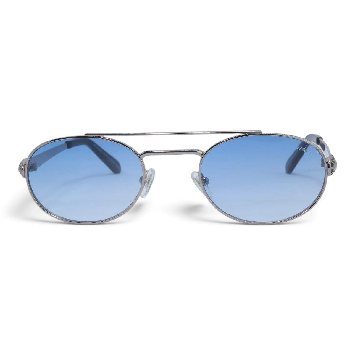 U&EYE The Lysandre small oval sunglasses in Silver / Light Blue — front view