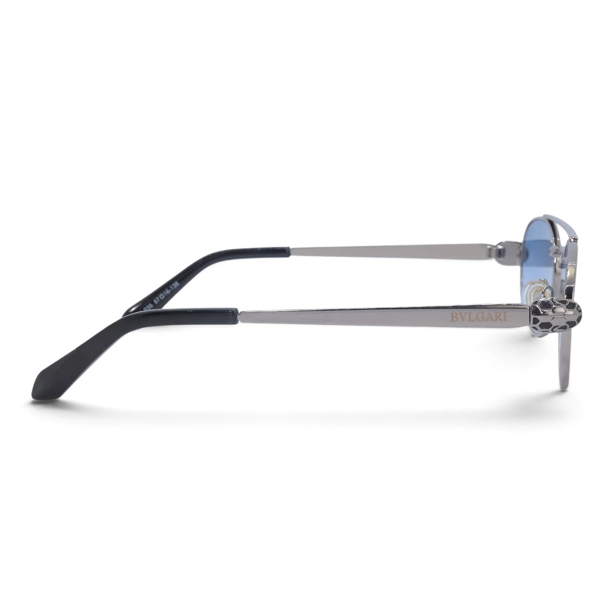 U&EYE The Lysandre small oval sunglasses in Silver / Light Blue — side view