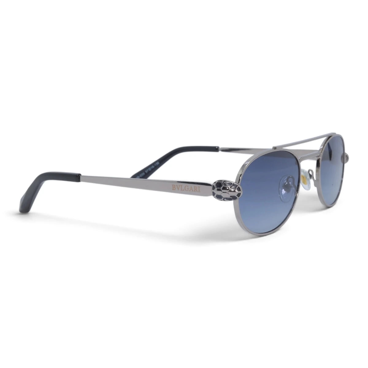 U&EYE The Lysandre small oval sunglasses in Silver / Violet-Blue — angled view