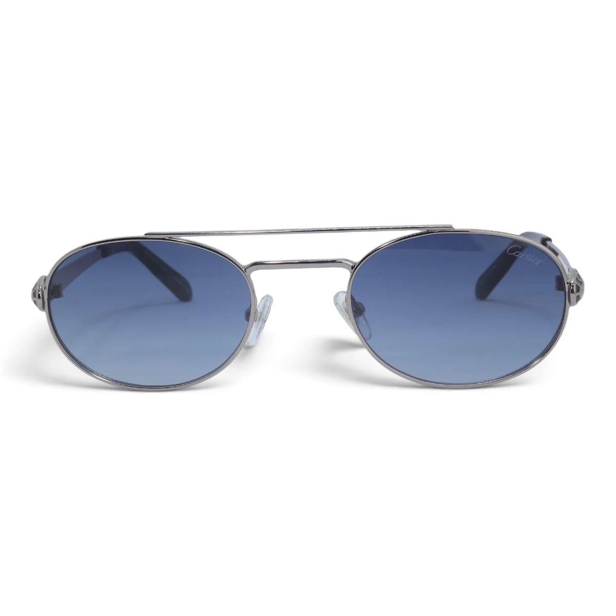 U&EYE The Lysandre small oval sunglasses in Silver / Violet-Blue — front view