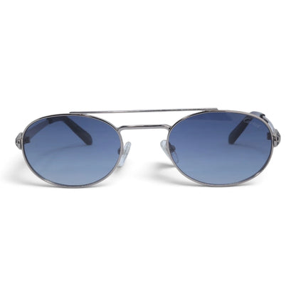 U&EYE The Lysandre small oval sunglasses in Silver / Violet-Blue — front view