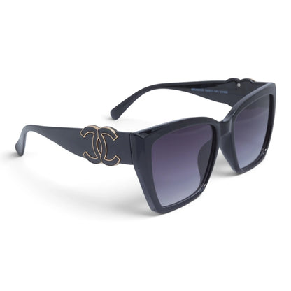 U&EYE The Marais cat-eye sunglasses in Black / Violet Gradient — angled view
