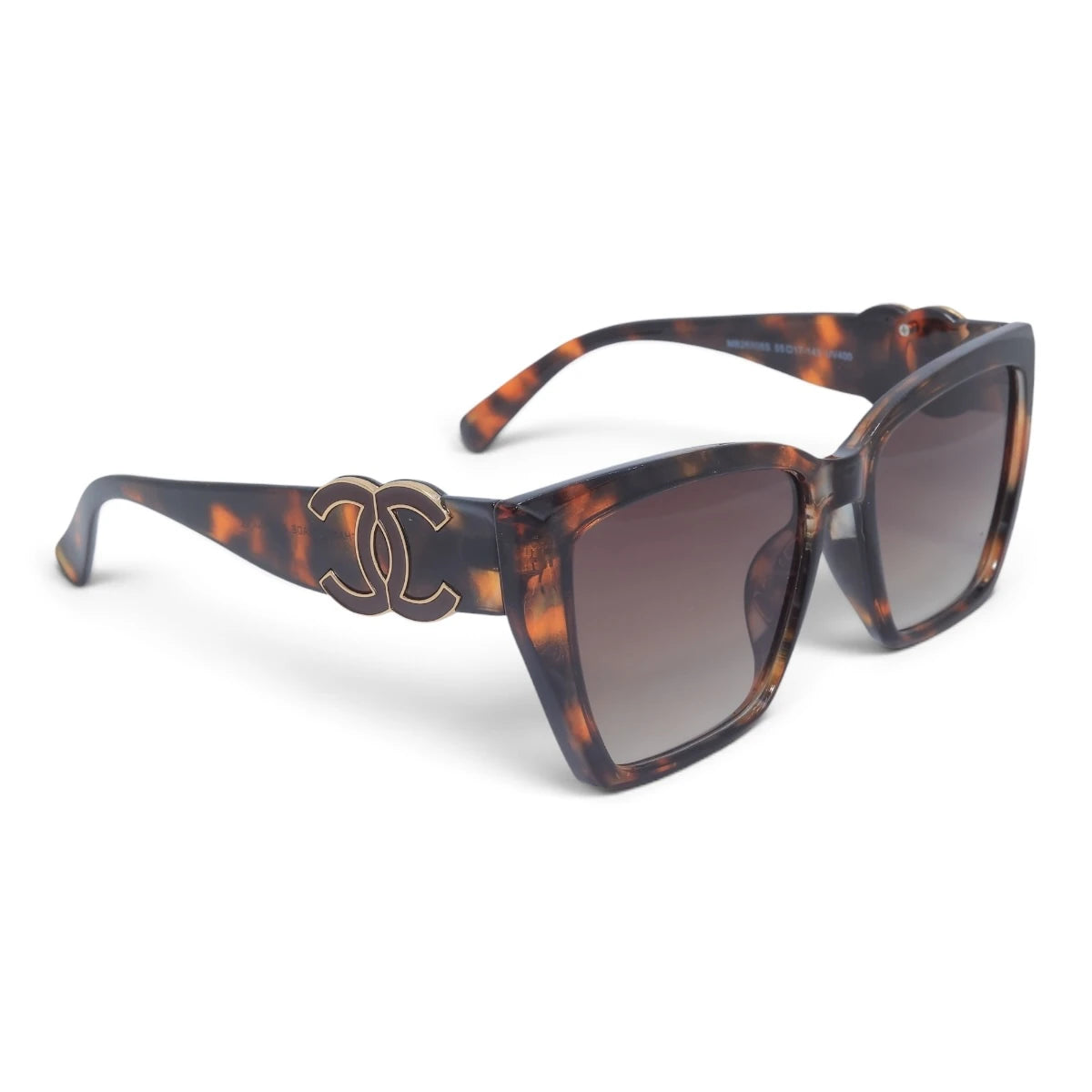 U&EYE The Marais cat-eye sunglasses in Classic Tortoise / Brown Gradient — angled view