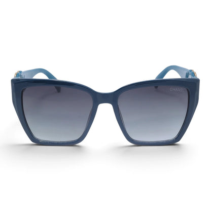 U&EYE The Marais cat-eye sunglasses in Teal / Gray-Blue Gradient — front view