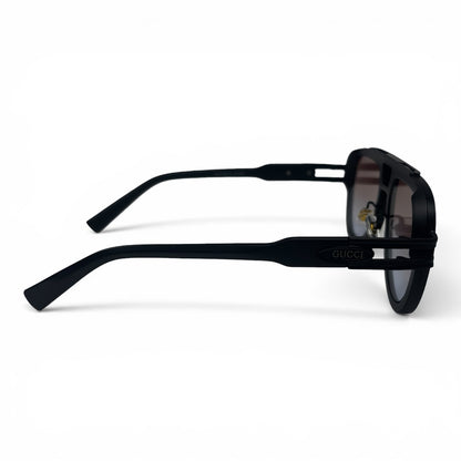 The Marlow Double-Bridge Square sunglasses in Black with Brown Gradient lenses, side profile view