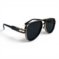 The ‘Marlow’ Double-Bridge Square Sunglasses | Black Gold Dark Gray
