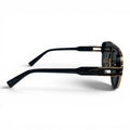 The ‘Marlow’ Double-Bridge Square Sunglasses | Black Gold Dark Gray