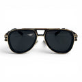 The ‘Marlow’ Double-Bridge Square Sunglasses | Black Gold Dark Gray