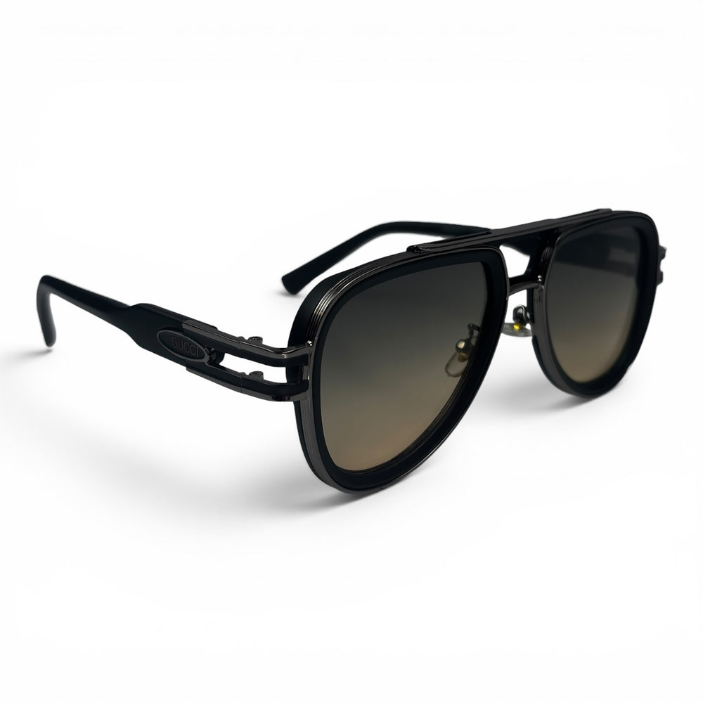 The ‘Marlow’ Double-Bridge Square Sunglasses | Black Green Gray