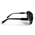 The ‘Marlow’ Double-Bridge Square Sunglasses | Black Green Gray