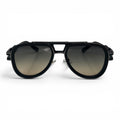 The ‘Marlow’ Double-Bridge Square Sunglasses | Black Green Gray