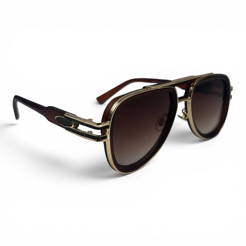 The ‘Marlow’ Double-Bridge Square Sunglasses | Gold Brown