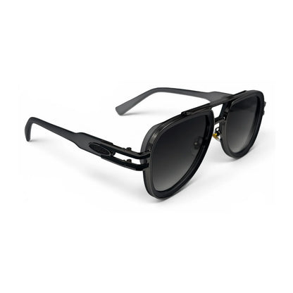 The Marlow Double-Bridge Square sunglasses in Smoke Gray with Gray Gradient lenses, angled three-quarter view