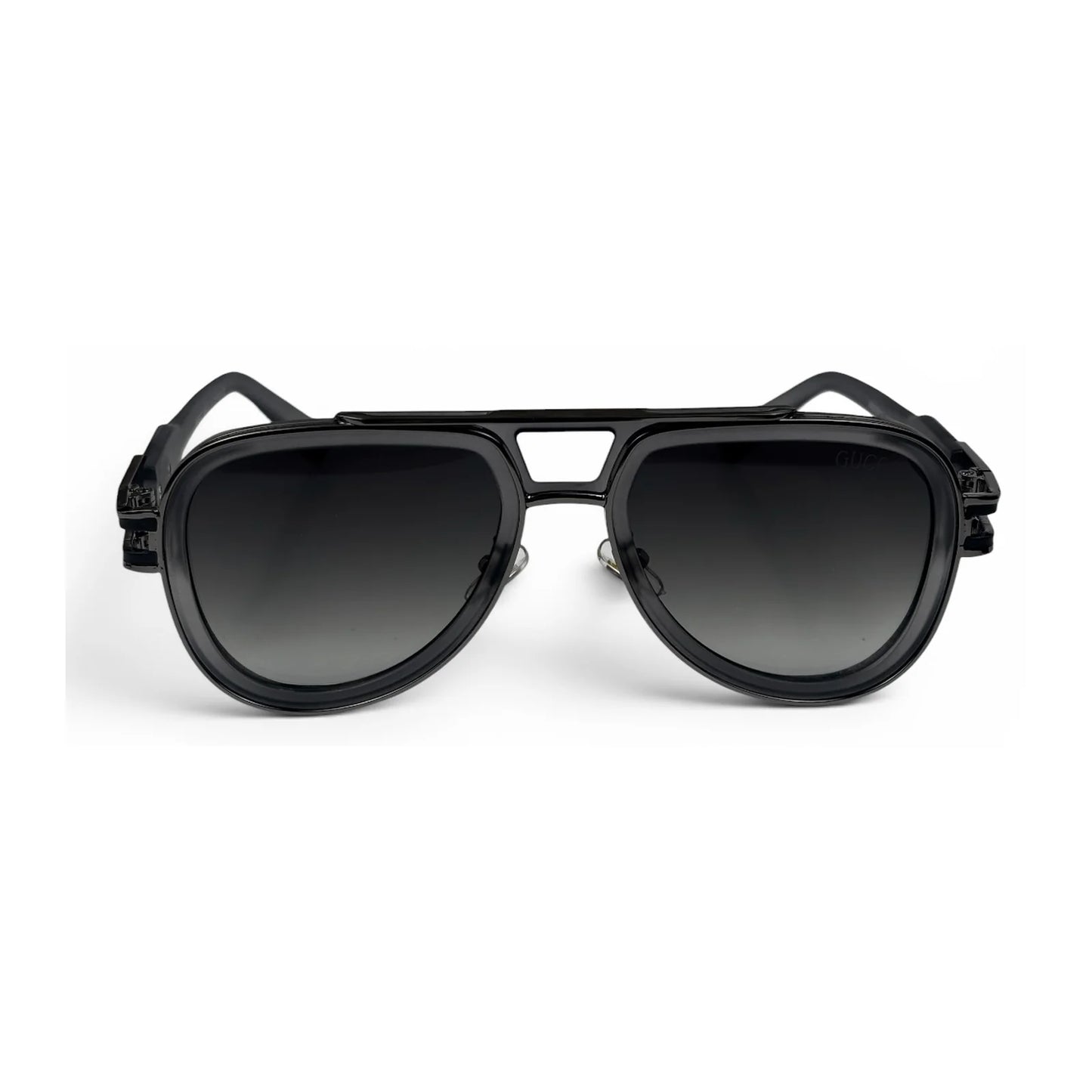 The Marlow Double-Bridge Square sunglasses in Smoke Gray with Gray Gradient lenses, straight front view